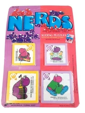 Vtg 1986 NERDS Candy Sliding Puzzles Promotional Toy New Sealed 4 Puzzles