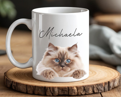 Stoffpuppe Katze Tasse personalisiert - individueller Name Geschenk Geschenk für Katzenmama Liebhaber 79