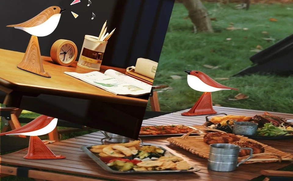 Lámpara de Escritorio Pájaro Pequeño, Lámpara de Mesa Inalámbrica Recargable Remoto con 3 Colores Te... Foto 3 de 4