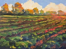 Original Sunlit Landscape Impressionism Style Vintage Feel Large Canvas Hawkins