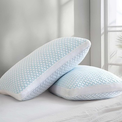 Shredded Memory Foam Cooling Soft Viscose Pillows Queen Size Set of 2, Adjust...
