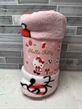 Hello Kitty Christmas Plush Throw Blanket   45  X 55  Soft  Cozy Fleece  NWT 