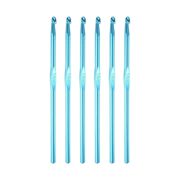 6 StüCk HäKelnadel Aluminum 5Mm Stricknadeln FüR Diy Bastelgarn Blau-image