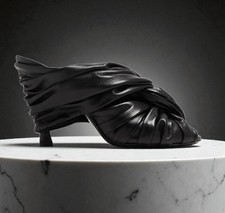 New Givenchy Twist Black Draped Leather Mules...
