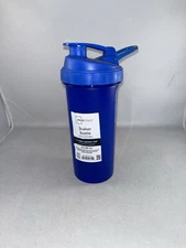 NEW Mainstays 32 Oz. Blue Shaker Bottle- Screw Flip Top, Mixing Ball, Strainer