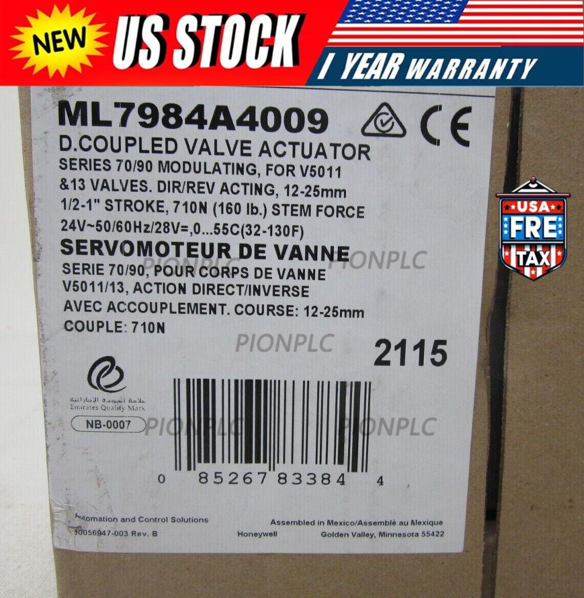HONEYWELL ML7984A4009 DIRECT COUPLED VALVE Actuator US Free TAX