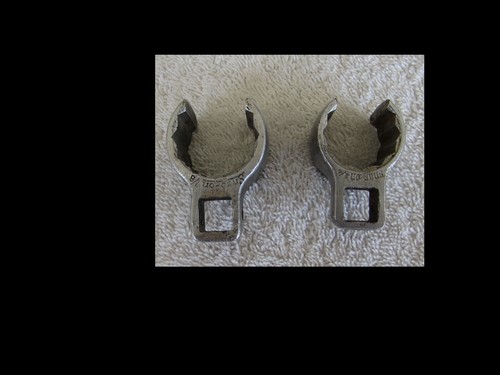 SNAP-ON 3/8" Dr. 12 Pt Flank Drive Deep Flare Nut Crow Foot Wrench Set7/8 & 3/4