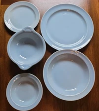 Lu Ray Pastels Blue Plates And Bowls Set, Includes Handle Bowl, As Is