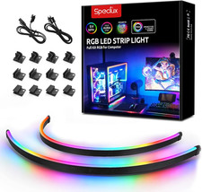 NEON Addressable RGB PC LED Strip, 2X15.7Inch WS2812 RGB Rainbow Magnetic ARGB S