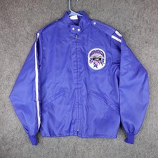 Vintage King Louie Jacket Mens Medium Blue Racing Minolta Camera Patch USA 70s
