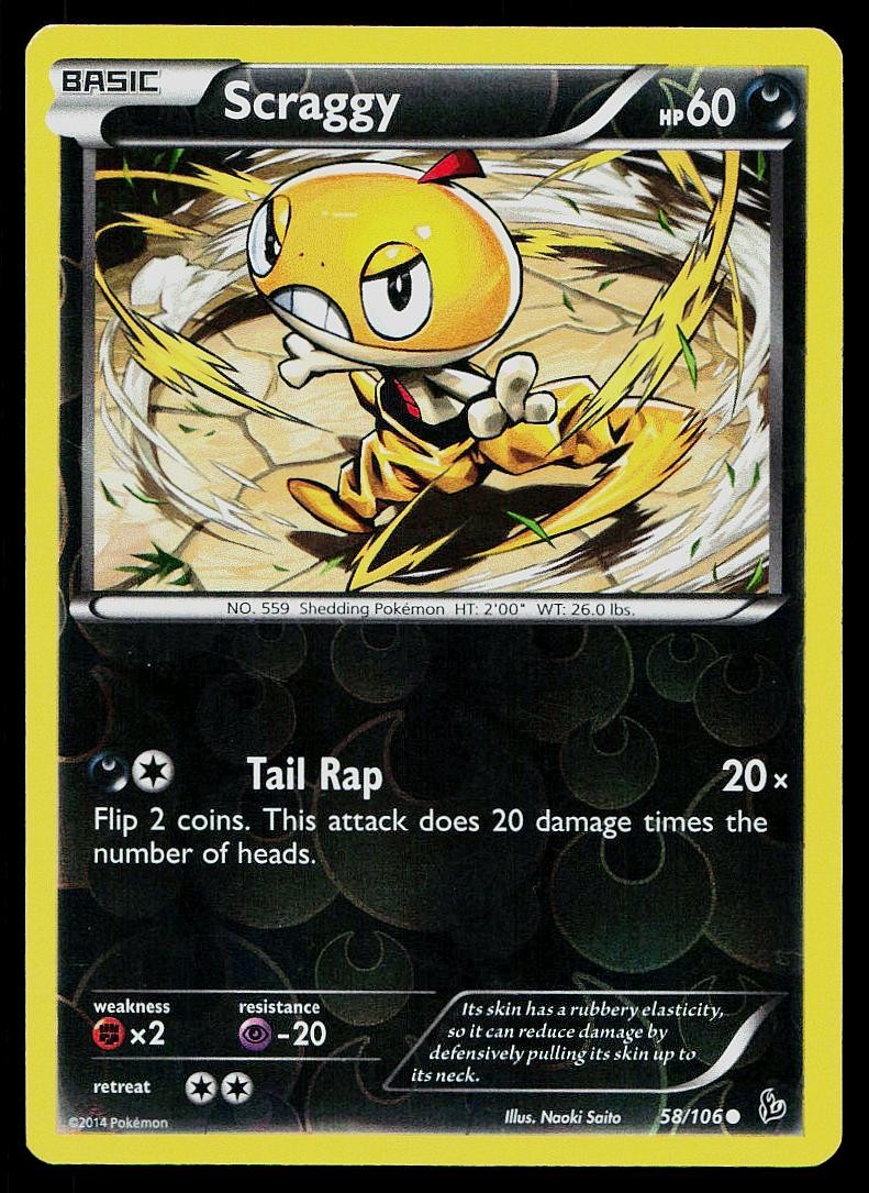 Pokemon Card Flashfire Scraggy 58/106 Reverse Holo Common