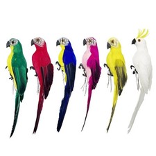 6pcs Artificial Birds Fake Parrot 10inch Lifelike Feathered Birds Figure Mode...
