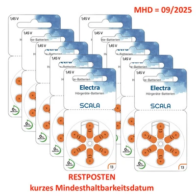 60x Scala Electra - 13 orange Hörgerätebatterien - 10x 6er MHD 09/2025
