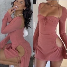 House of CB Dusty Rose Pink Cutout Mini Dress XS