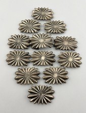 Vintage Old Navajo Sterling Silver Deep Stamped Repouss  12 Concho Belt