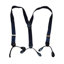 90's Geometric 100 Silk Navy Blue Suspenders Vintage Pants Holder