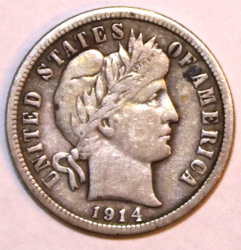1914-P Barber Silver Dime - Very Fine - #9423D - FREE SHIPPING