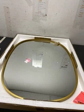 Elegant Decor Brynn 24x30 Oval Modern MDF Wood/Iron Mirror in Brass