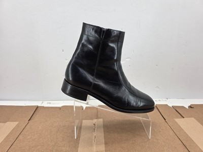 Vtg Florsheim Black Leather Side Zip Beatle Mod Dress Boots Men - Main Image