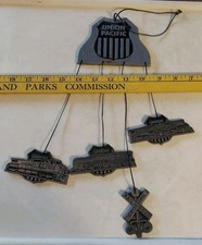Vintage Union Pacific Wind Chimes Railroad Train Engine Locomotive 13"