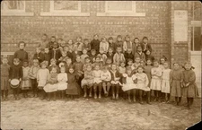 RPPC Johnston City IL Public School? students teachers1904-18 drums photo PC