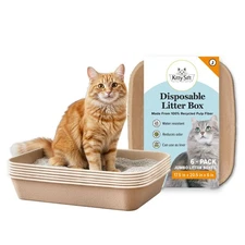 Kitty Sift Disposable Cat Litter Box, Jumbo, 6 Count, Durable, Portable for Trav