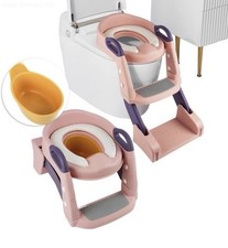 Upgraded Toilet Training Seat with Ladder, Steps  Splash Guard, Pink BC-301