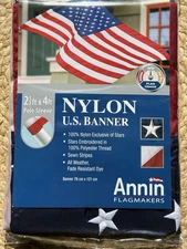 Annin NYLON U.S. Banner AMERICAN FLAG 48 X 30 Embroider Stars SEWN STRIPES USA