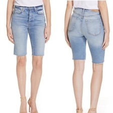 GRLFRND Beverly Denim Shorts Jorts High Rise Button Fly Raw Hem NWT Size 31