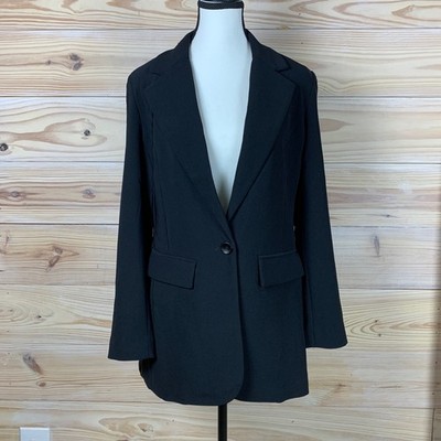 Boston Proper Blazer Womens 10 Black Beyond Travel Collection Single Button New