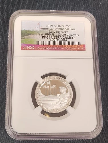 2019 S American Memorial Park PF69 ULTRA CAMEO .999 Silver Quarter Early NGC