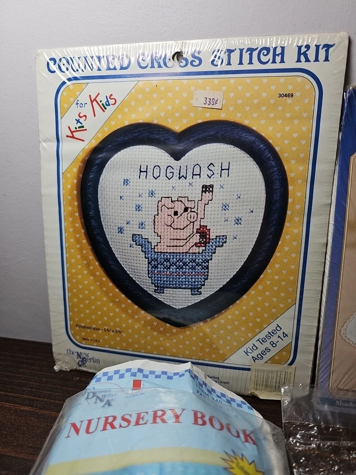 Lot of 5 Kits Stamped For Embroidery Cross-stitch Vintage Dress Baby Book - Image 2 of 4