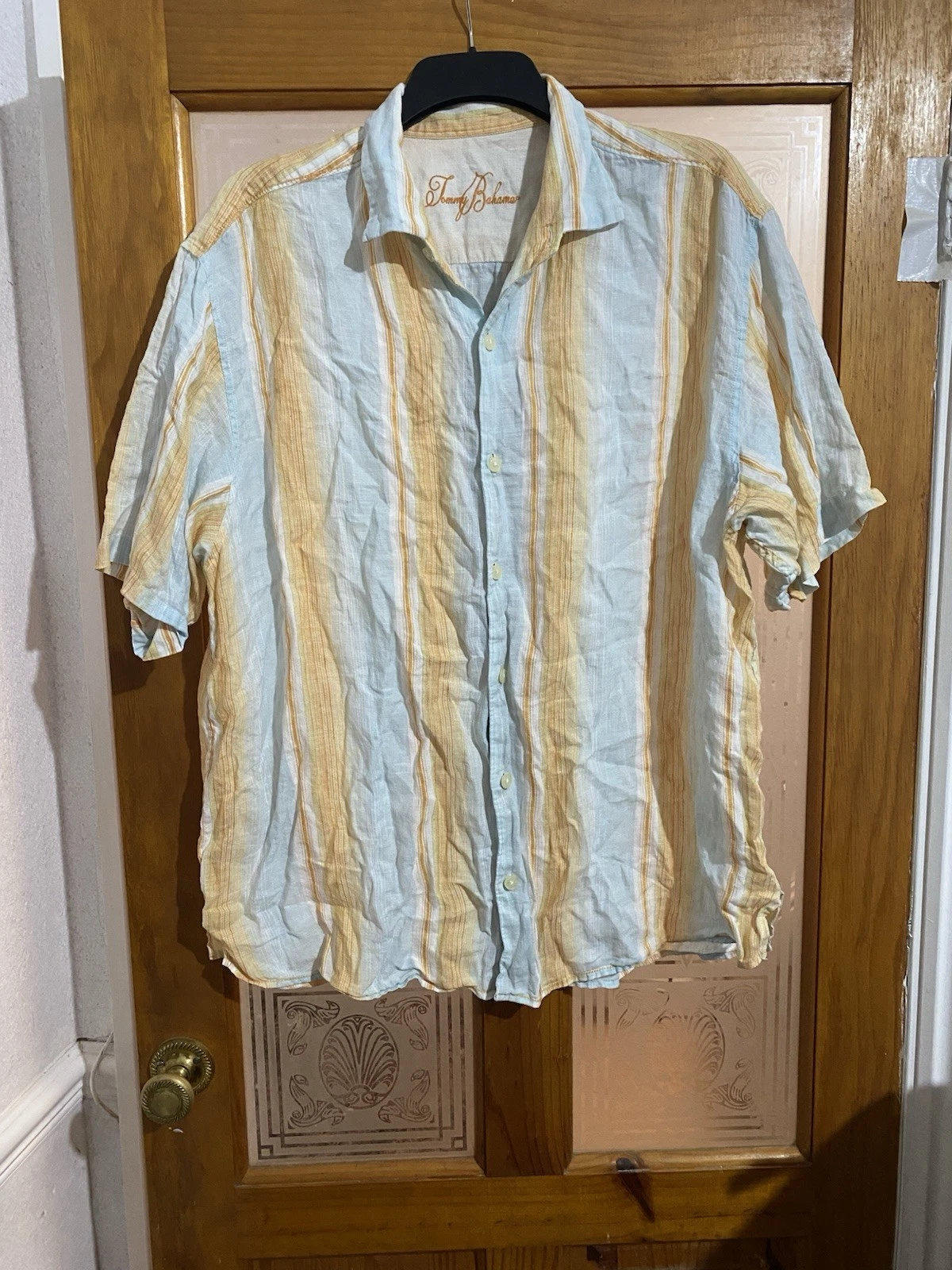 Tommy Bahama Men's Short Sleeve 100%linen Striped XL