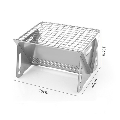 Stainless Steel Grill Folding BBQ Outdoor Camping Grill Portable Mini Cooker - Picture 8 of 14
