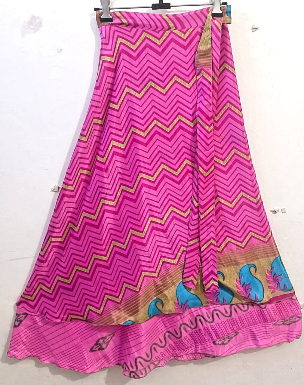 Falda de seda boho gitana envolvente Sari de seda india Maxi falda...