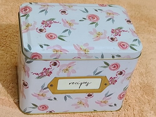 Recipe Card Box Gartner Studios Floral Tin Recipe Card Box, Tabs & Cards 24 ct - Picture 2 of 6