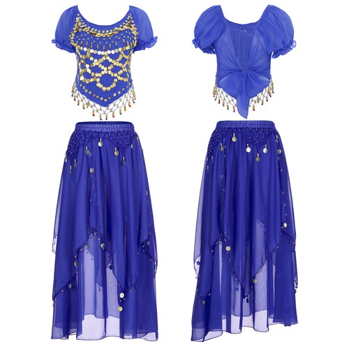 Bauchtanz Chiffon Top Rock Anzüge Frauen Mädchen Performance Tanz Bekleidung - Bild 9 von 17