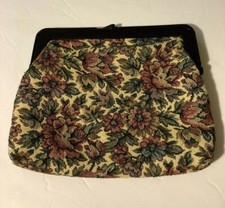 Women's Vintage Small Clutch. Floral. Acrylic Clasp