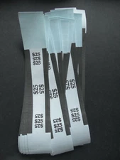 20 - Black $25 Cash Money Self-Sealing Straps Currency Bands 
