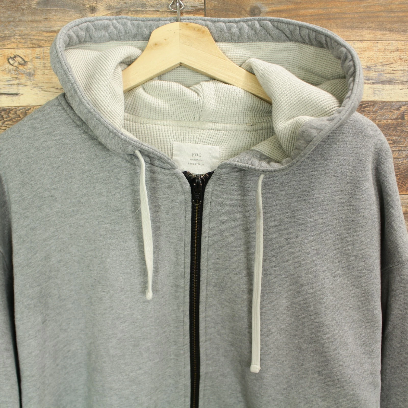 Felpa con cappuccio uomo Fear of God Essential L cotone grigio full zip