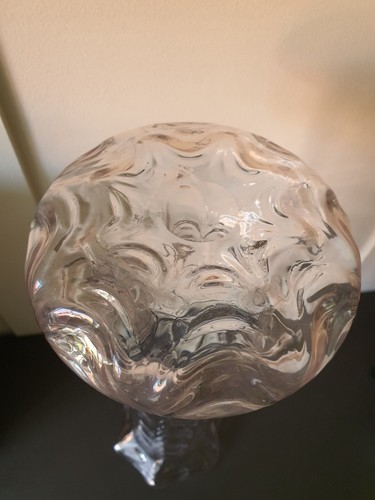 Very tall 12" Victorian hand blown Fluted Drapery floor vase by Fostoria Glass - Picture 8 of 8