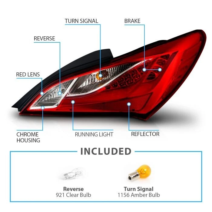Luzes traseiras de LED VERMELHAS para 2010 2011 2012 - 2015 2016 Genesis Coupe 2 portas - Imagem 3 de 4