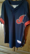 AWESOME CLEVELAND INDIANS MAJESTIC COOL BASE SINGLE BUTTON PRACTICE JERSEY SZ L