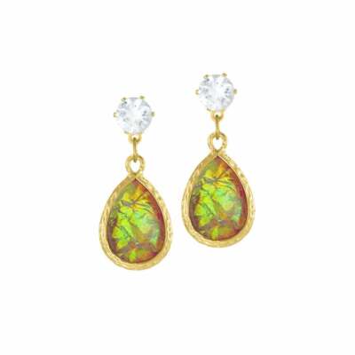 Serendipity Ohrringe rot opalisierend Träne goldfarben Ohrhänger
