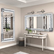 47in Oversized Luxury Decorative Wall Mirror Crushed Diamond Full Length Mirror