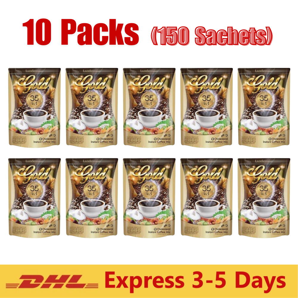 10X Luxica Gold Instant Coffee Mix 35 in 1 Herbal No Sugar 0% Calories Slimming