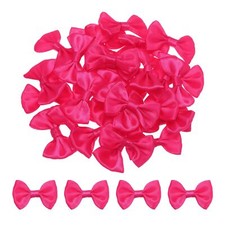 Dark Pink Bow Ties 1.5" 1" Mini Bowknot Satin Bows for Crafting 50 Pieces