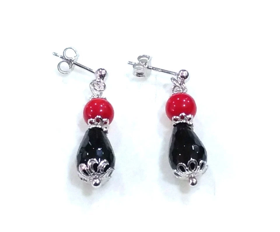 Orecchini pendenti in argento 925  su coccu kokos sabegia artigianato sardo - Immagine 2 di 2