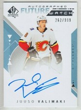 2018-19 UD SP AUTHENTIC JUUSO VALIMAKI RC AUTO /999 FUTURE WATCH ROOKIE Flames