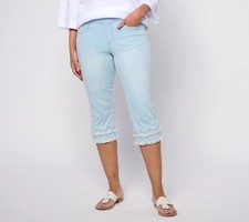 NWT BELLE BY KIM GRAVEL TALL TRIPLELUXE EYELET FRAYED SCALLOP CAPRI, BLEACH, 4 T